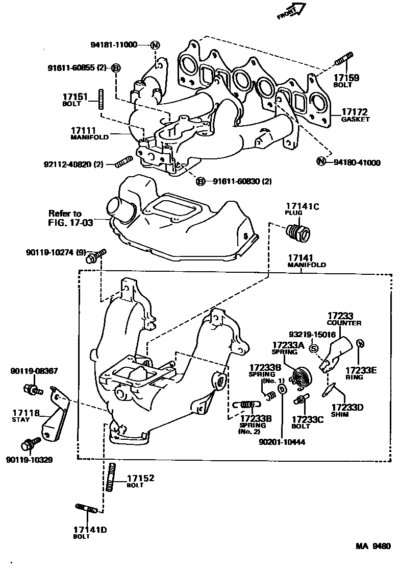 Toyota COROLLA Manifold EPC diagram — MA9480