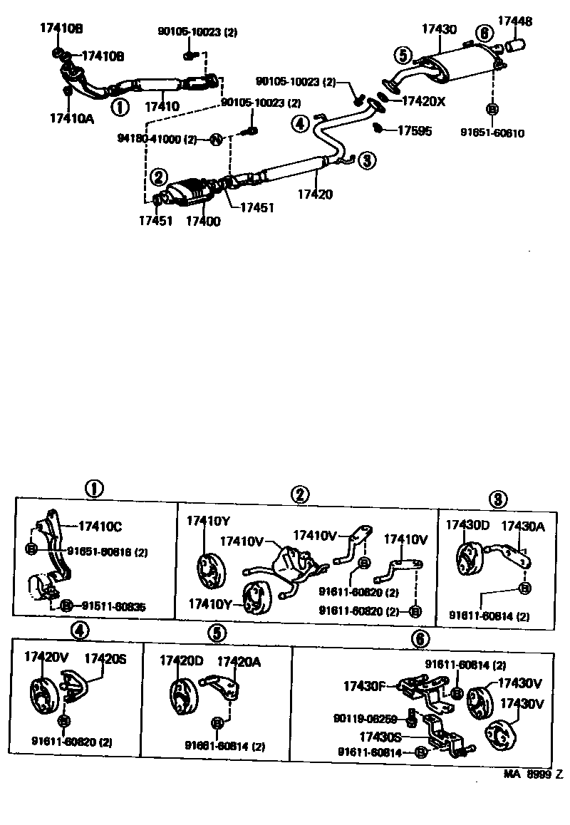 Toyota COROLLA Exhaust Pipe EPC diagram — MA8999Z