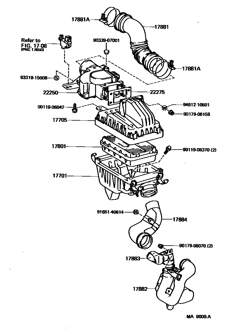 Toyota COROLLA Air Cleaner EPC diagram — MA9000A
