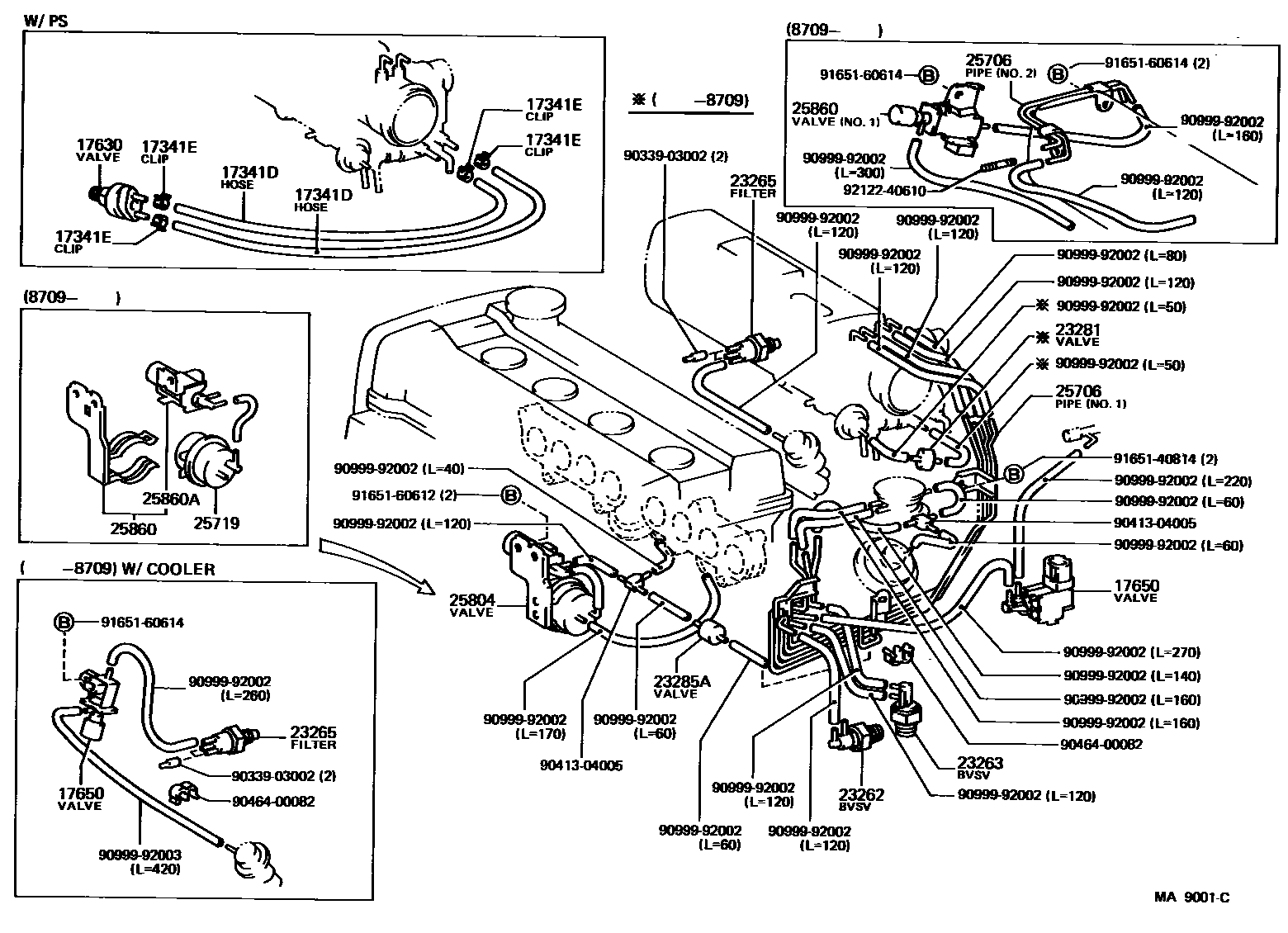 Toyota COROLLA vacuum tube EPC diagram — MA9001C