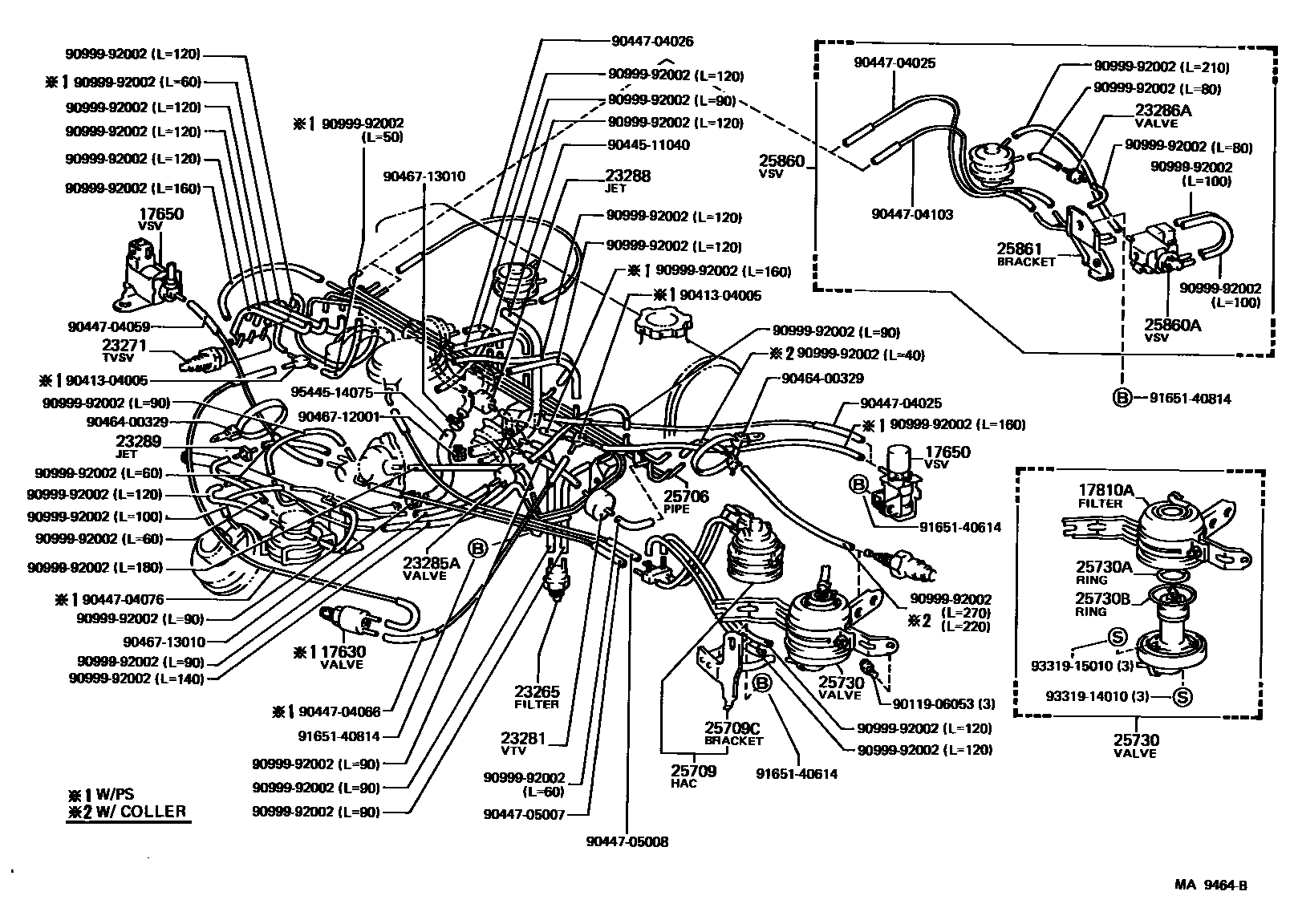 Toyota COROLLA vacuum tube EPC diagram — MA9464B