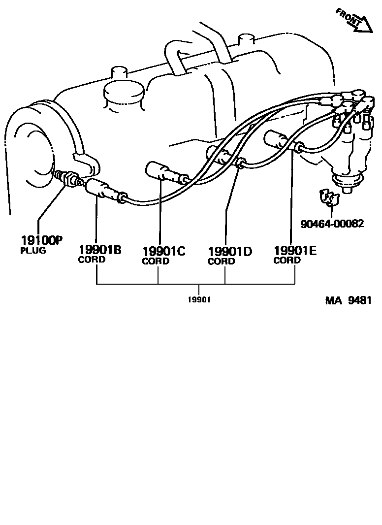 Toyota COROLLA 点火线圈和火花塞 EPC diagram — MA9481