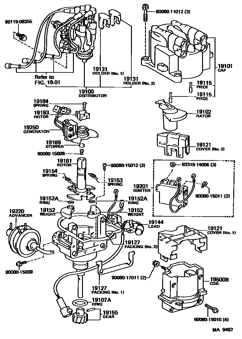 Toyota COROLLA 分电器 EPC diagram — MA9482
