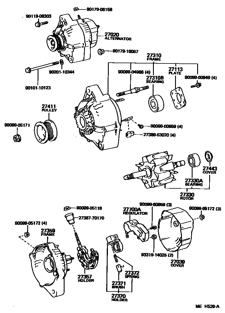 Toyota COROLLA Alternator EPC diagram — MEH526A