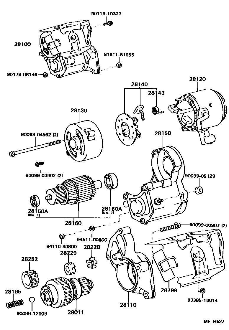 Toyota COROLLA 起动机 EPC diagram — MEH527