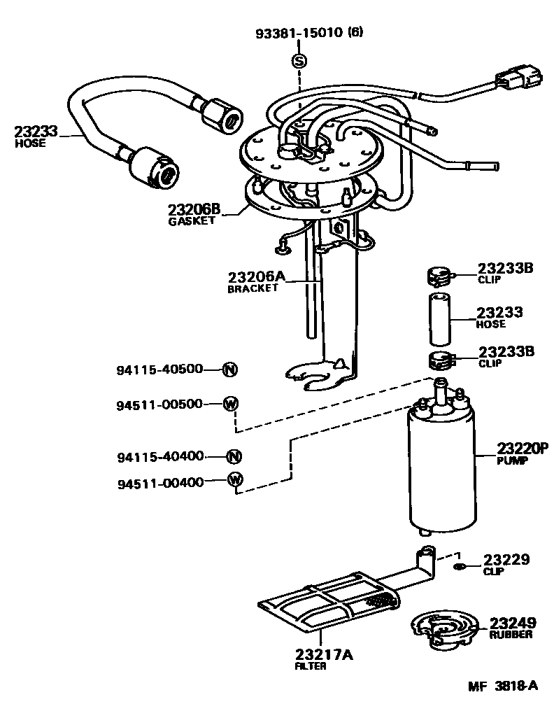 Toyota COROLLA 燃油喷射系统 EPC diagram — MF3818A