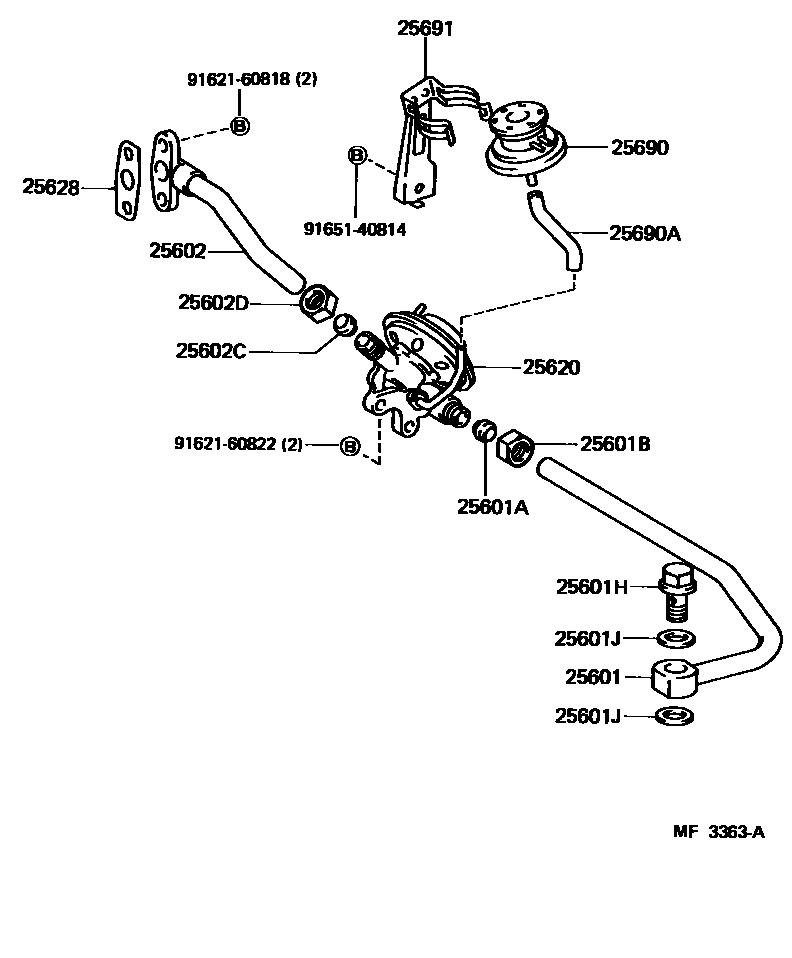 Toyota COROLLA 废气再循环系统 EPC diagram — MF3363A