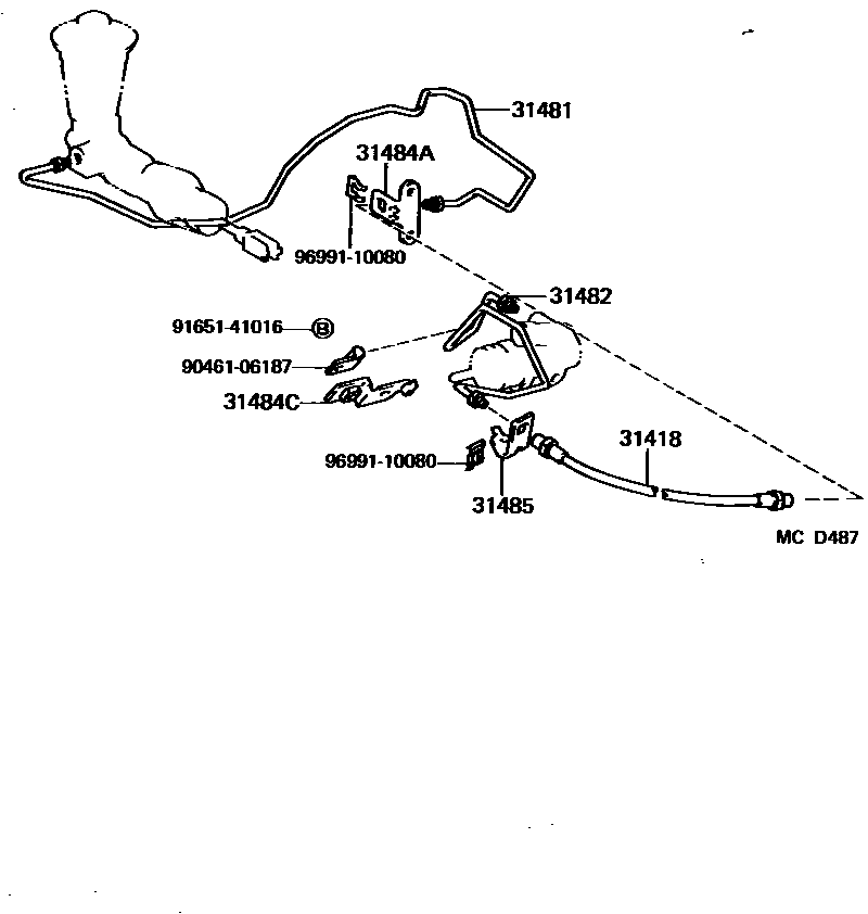 Toyota COROLLA 离合器踏板和挠性软管 EPC diagram — MCD487
