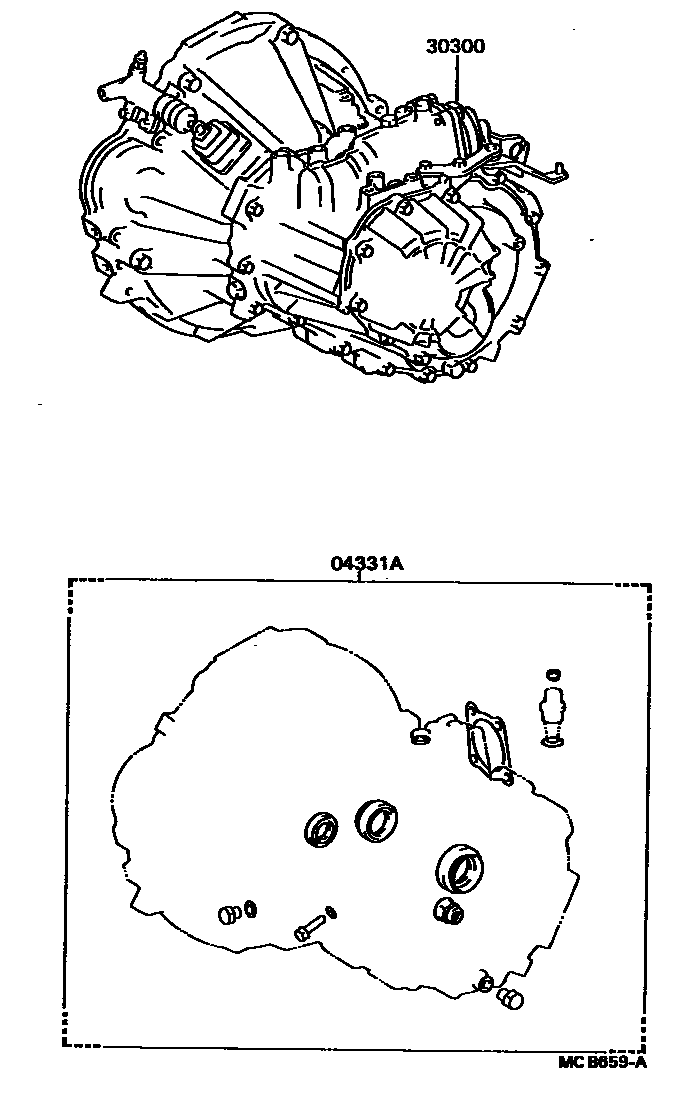 Toyota COROLLA 传动桥或变速器总成和衬垫组件(MTM) EPC diagram — MCB659A