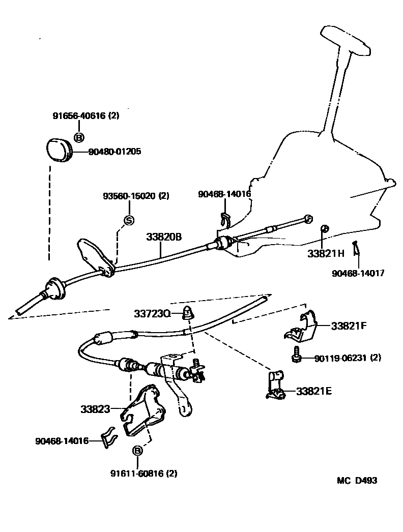 Toyota COROLLA Shift Lever & Retainer EPC diagram — MCD493