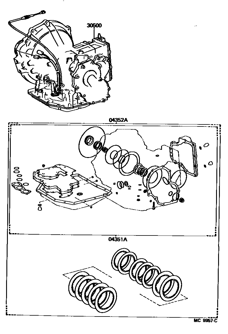 Toyota COROLLA 传动桥或变速器总成和衬垫组件(ATM) EPC diagram — MC9957C