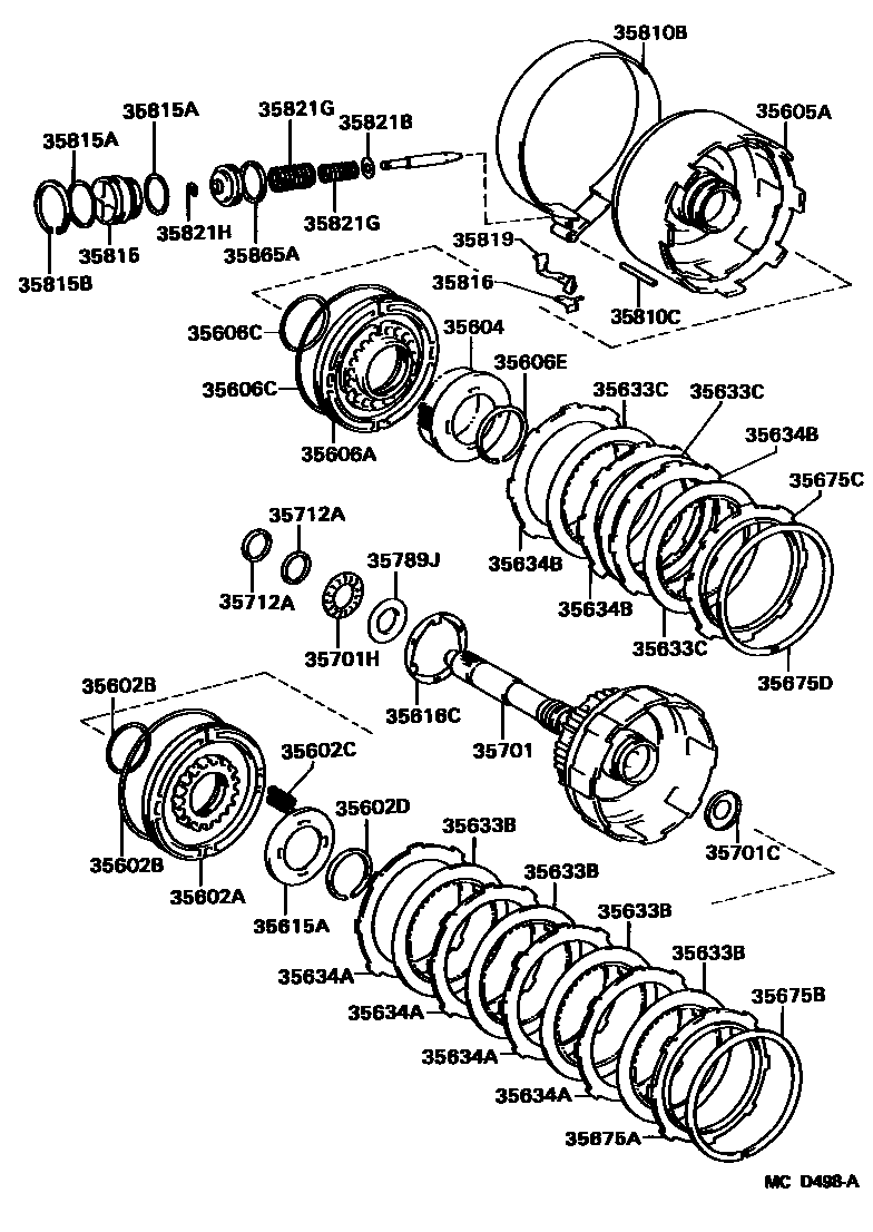 Toyota COROLLA 制动带和多片式离合器(ATM) EPC diagram — MCD498A