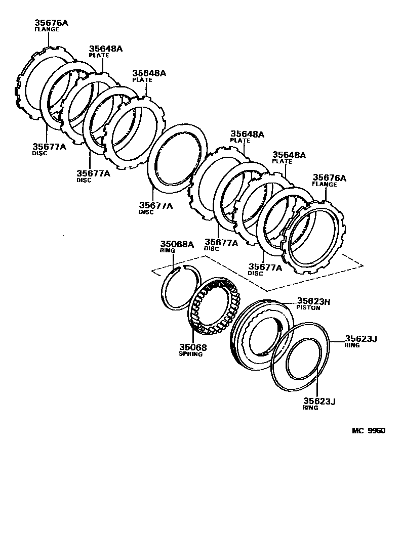 Toyota COROLLA 3号制动器、一档和倒档制动器(ATM) EPC diagram — MC9960