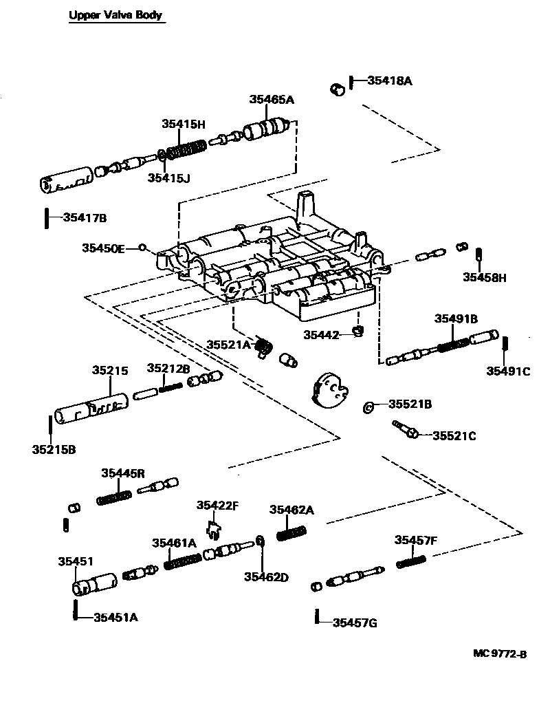 Toyota COROLLA 阀体和滤油网(ATM) EPC diagram — MC9772B