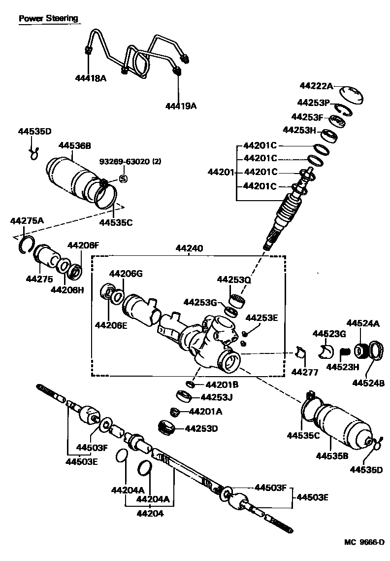 Toyota COROLLA 前转向齿轮和连杆 EPC diagram — MC9666D