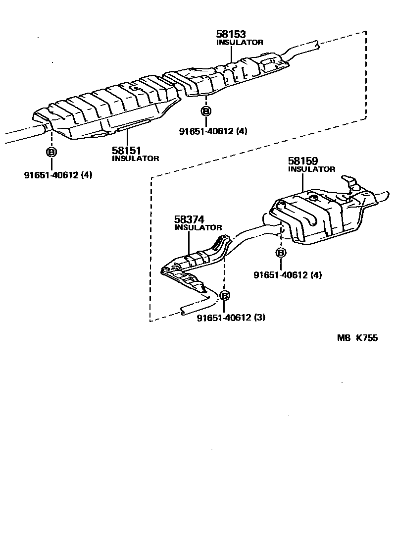 Toyota COROLLA 地板隔热垫 EPC diagram — MBK755