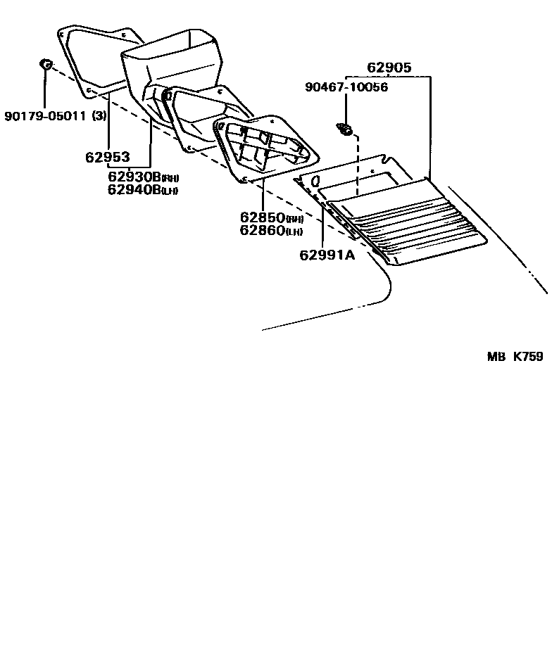Toyota COROLLA 车侧通风装置 EPC diagram — MBK759