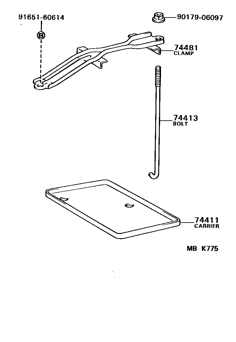 Toyota COROLLA battery holder EPC diagram — MBK775