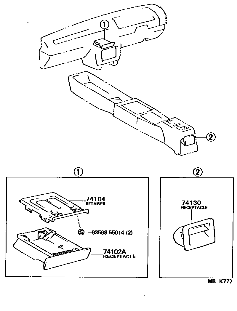 Toyota COROLLA 烟灰盒 EPC diagram — MBK777