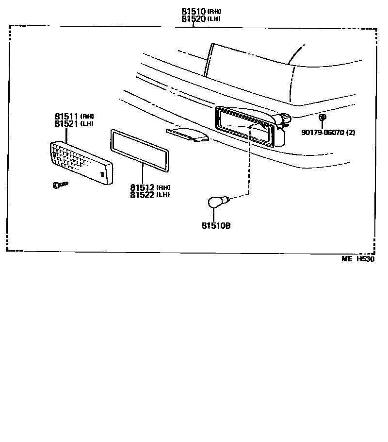 Toyota COROLLA 前转向灯 EPC diagram — MEH530