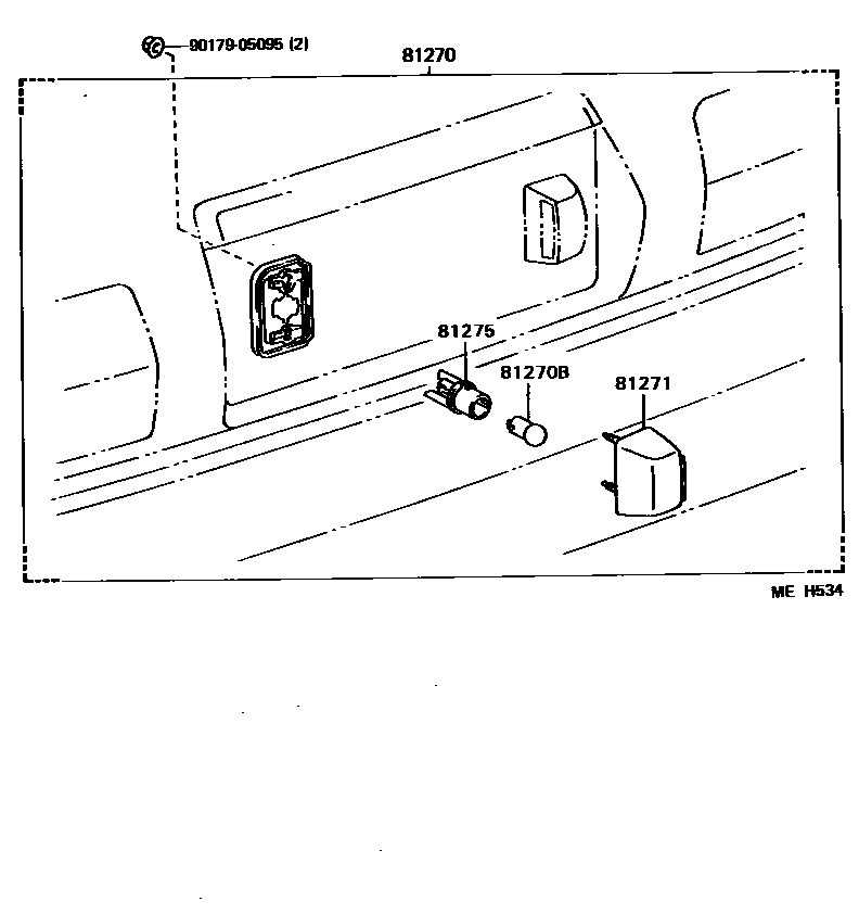 Toyota COROLLA 后牌照灯 EPC diagram — MEH534