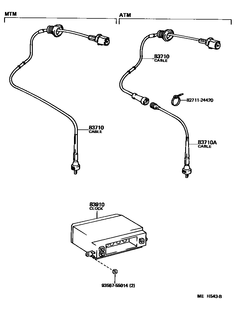 Toyota COROLLA 仪表 EPC diagram — MEH543B