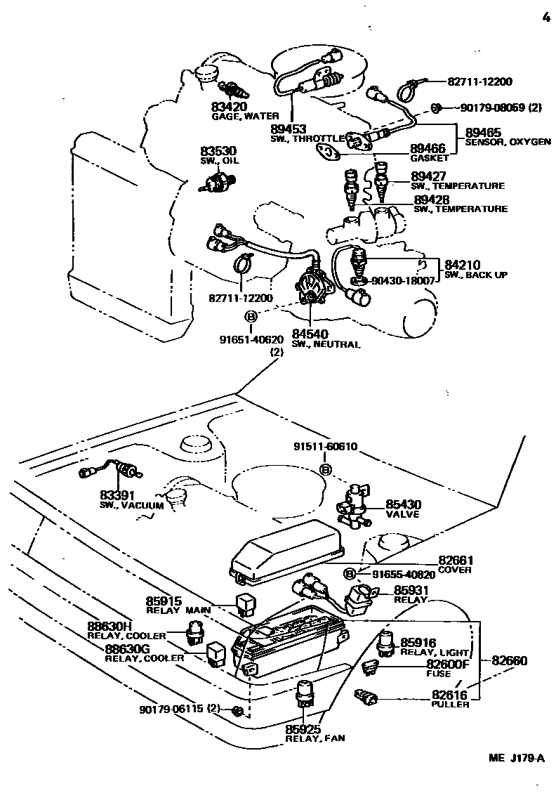 Toyota COROLLA 开关和继电器和ECU EPC diagram — MEJ179A