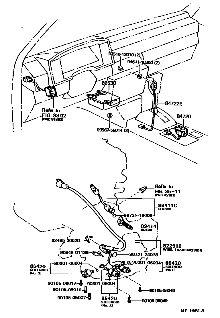 Toyota COROLLA 电子控制变速器 EPC diagram — MEH551A
