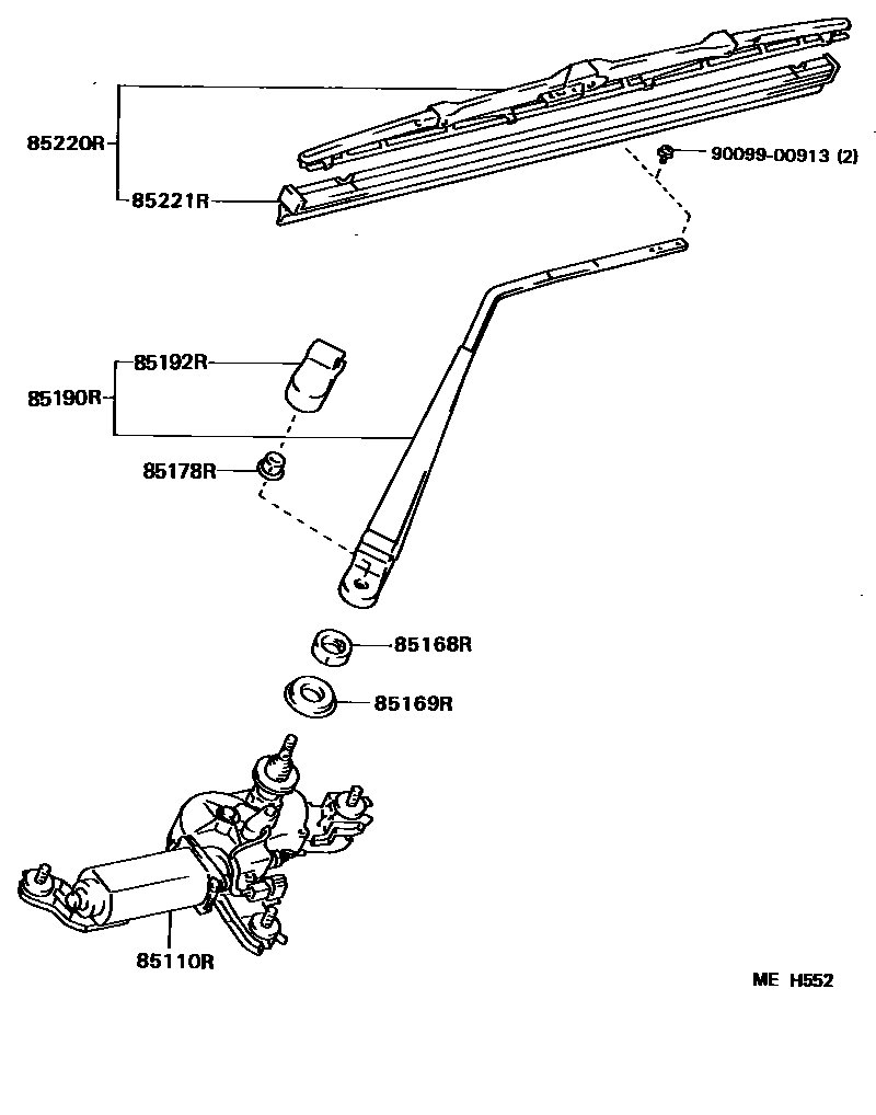 Toyota COROLLA 后刮水器 EPC diagram — MEH552