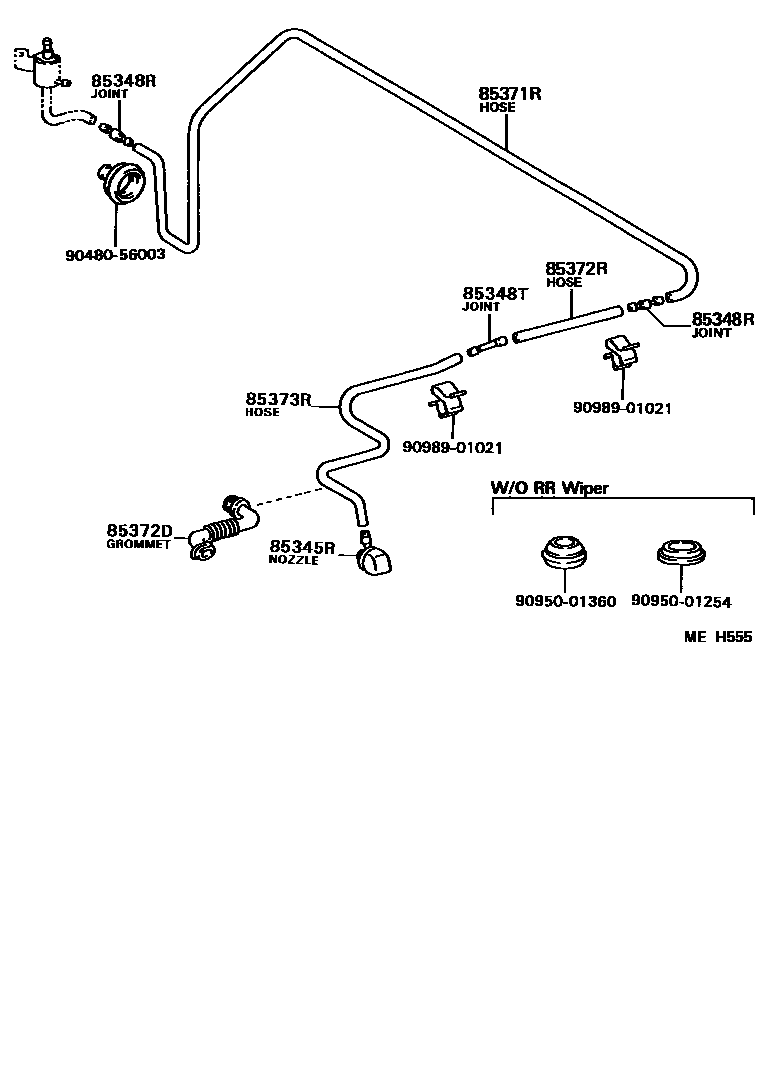 Toyota COROLLA 后清洗器 EPC diagram — MEH555