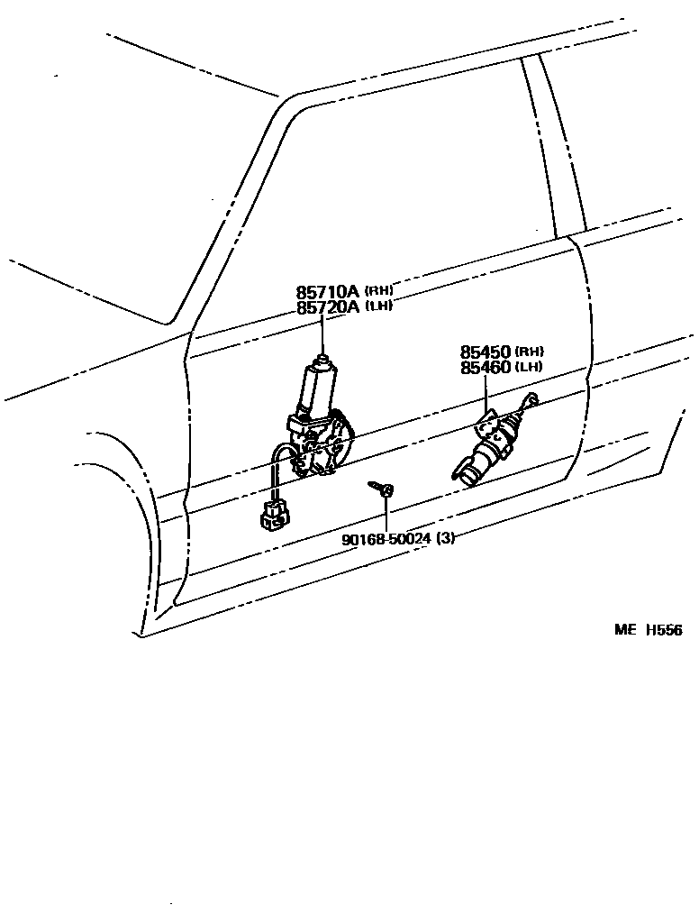Toyota COROLLA 车门电机和车门电磁阀 EPC diagram — MEH556