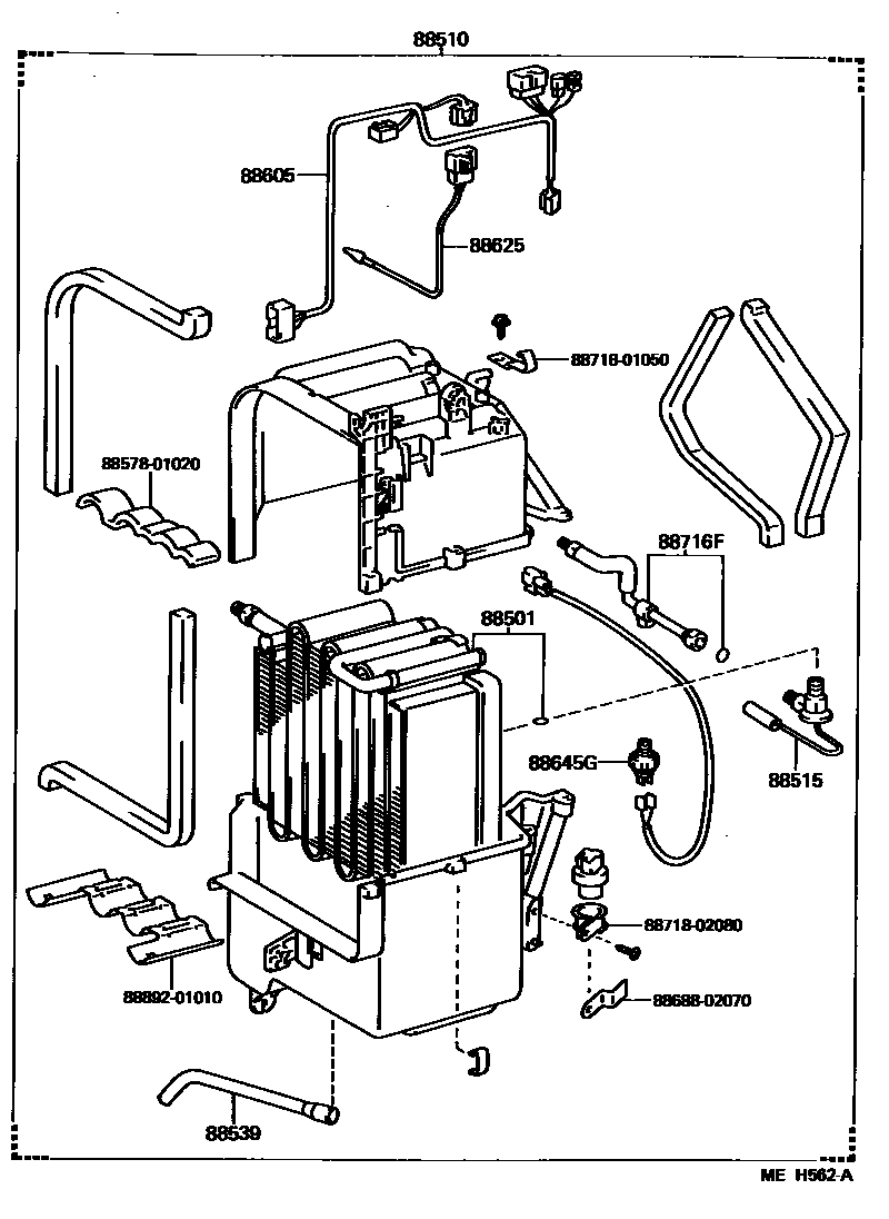 Toyota COROLLA 暖风和空调系统 - 冷却器组件 EPC diagram — MEH562A