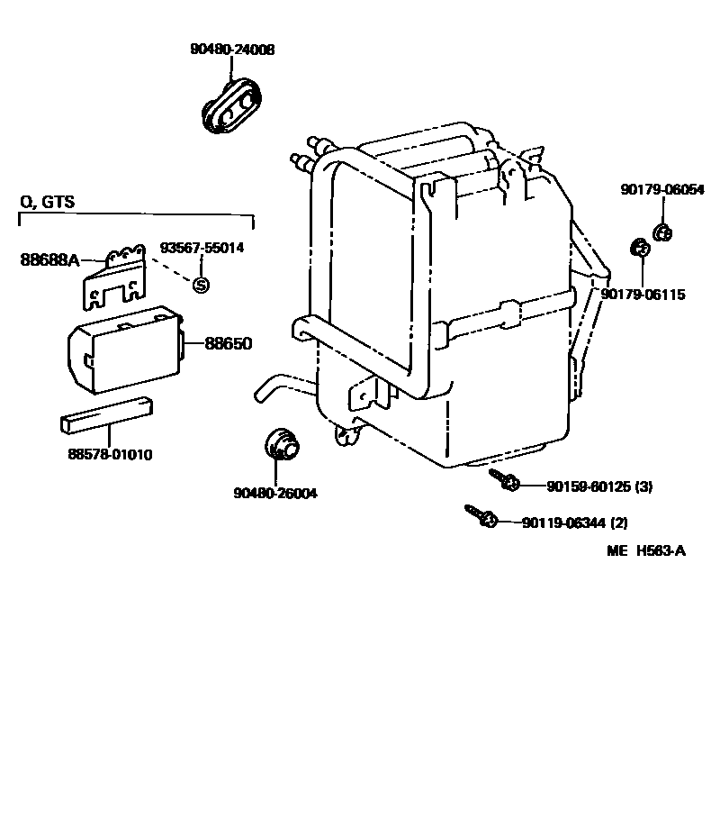 Toyota COROLLA 暖风和空调系统 - 冷却器组件 EPC diagram — MEH563A