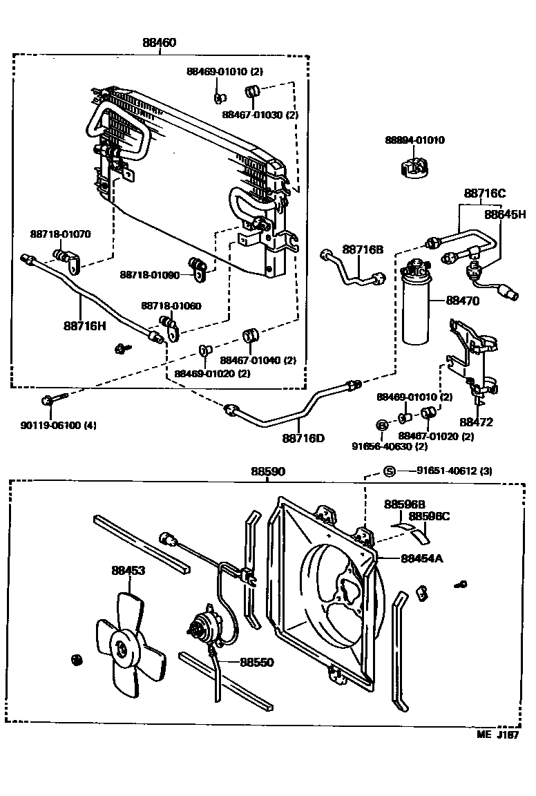 Toyota COROLLA Heating & Air Conditioning - Cooler Piping EPC diagram — MEJ187
