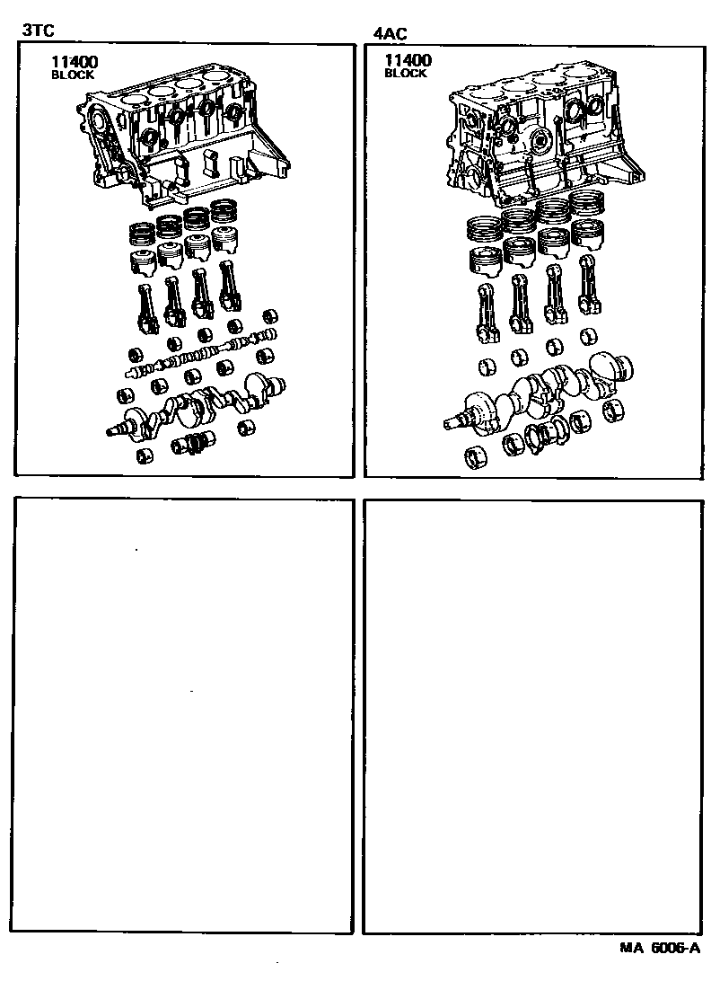 Toyota COROLLA Short Block Assembly EPC diagram — MA6006A