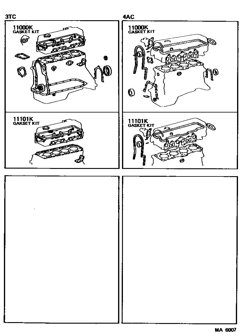 Toyota COROLLA Engine Overhaul Gasket Kit EPC diagram — MA6007