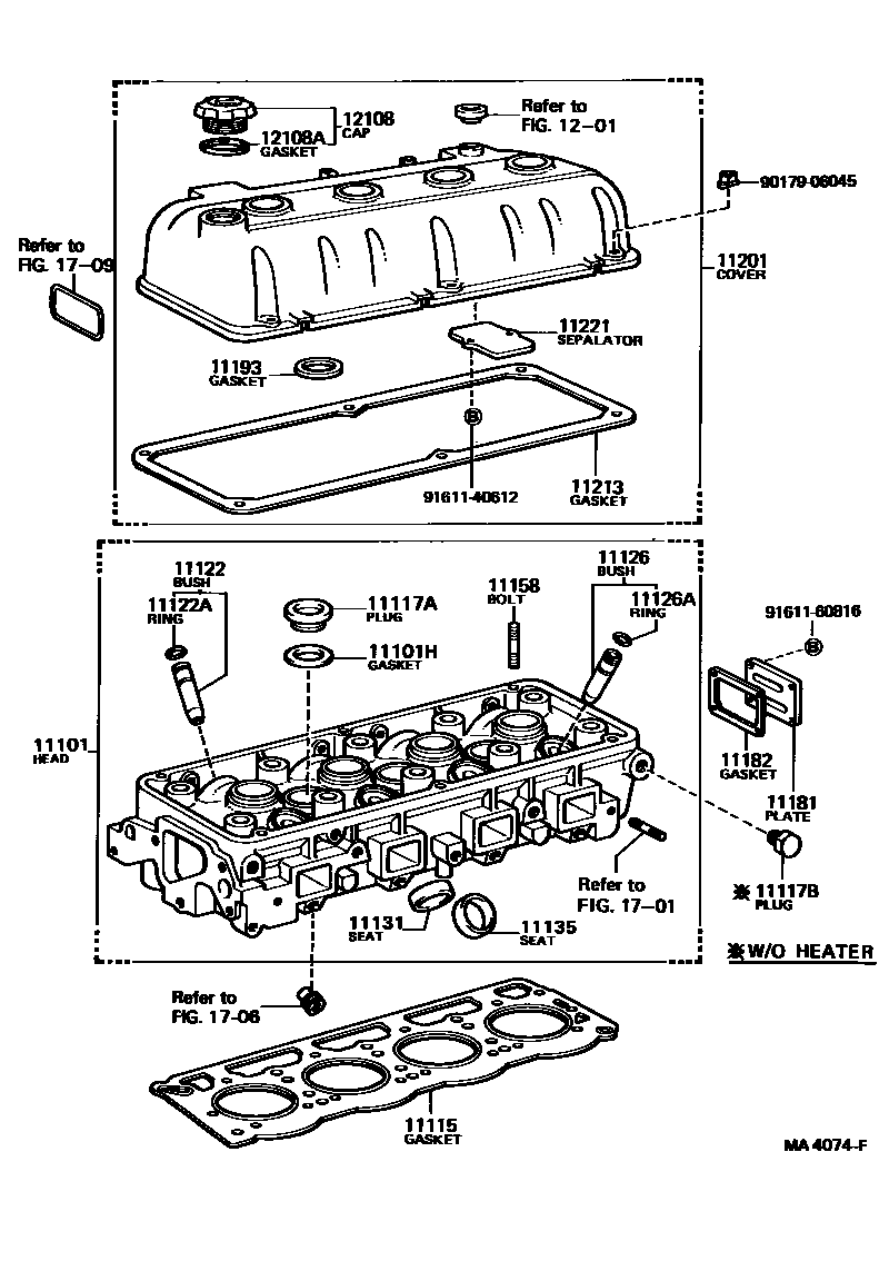 Toyota COROLLA Cylinder Head EPC diagram — MA4074F