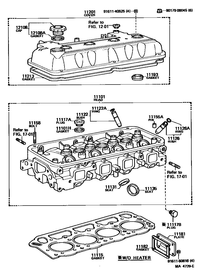 Toyota COROLLA Cylinder Head EPC diagram — MA4729E