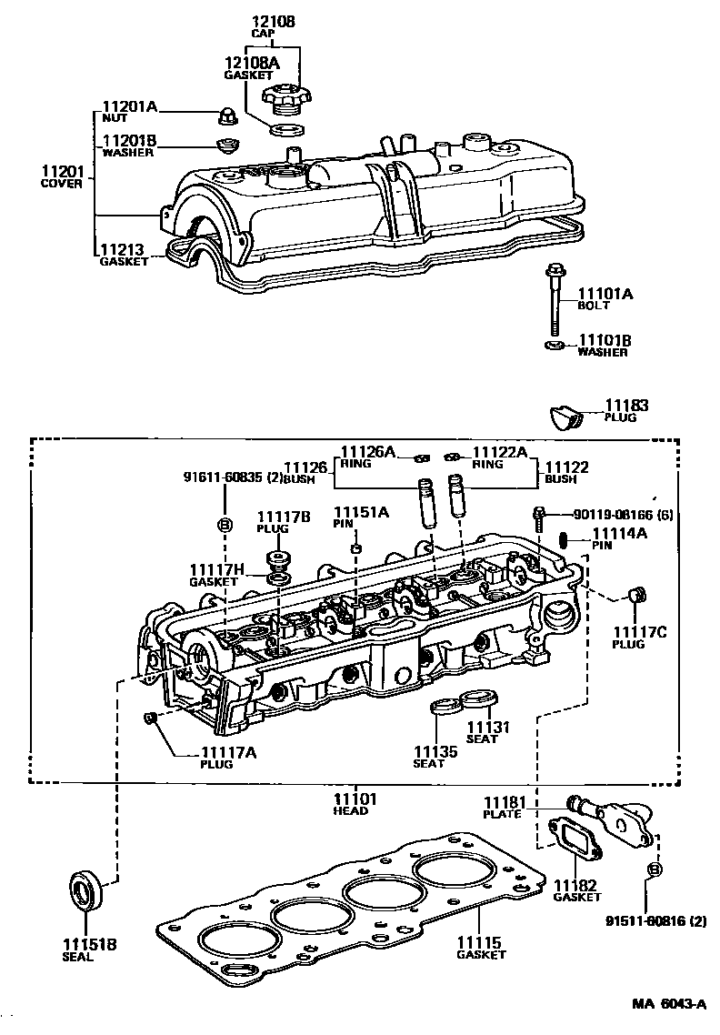 Toyota COROLLA Cylinder Head EPC diagram — MA6043A