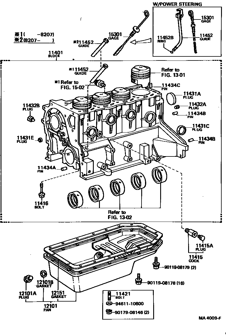 Toyota COROLLA Cylinder Block EPC diagram — MA4009F