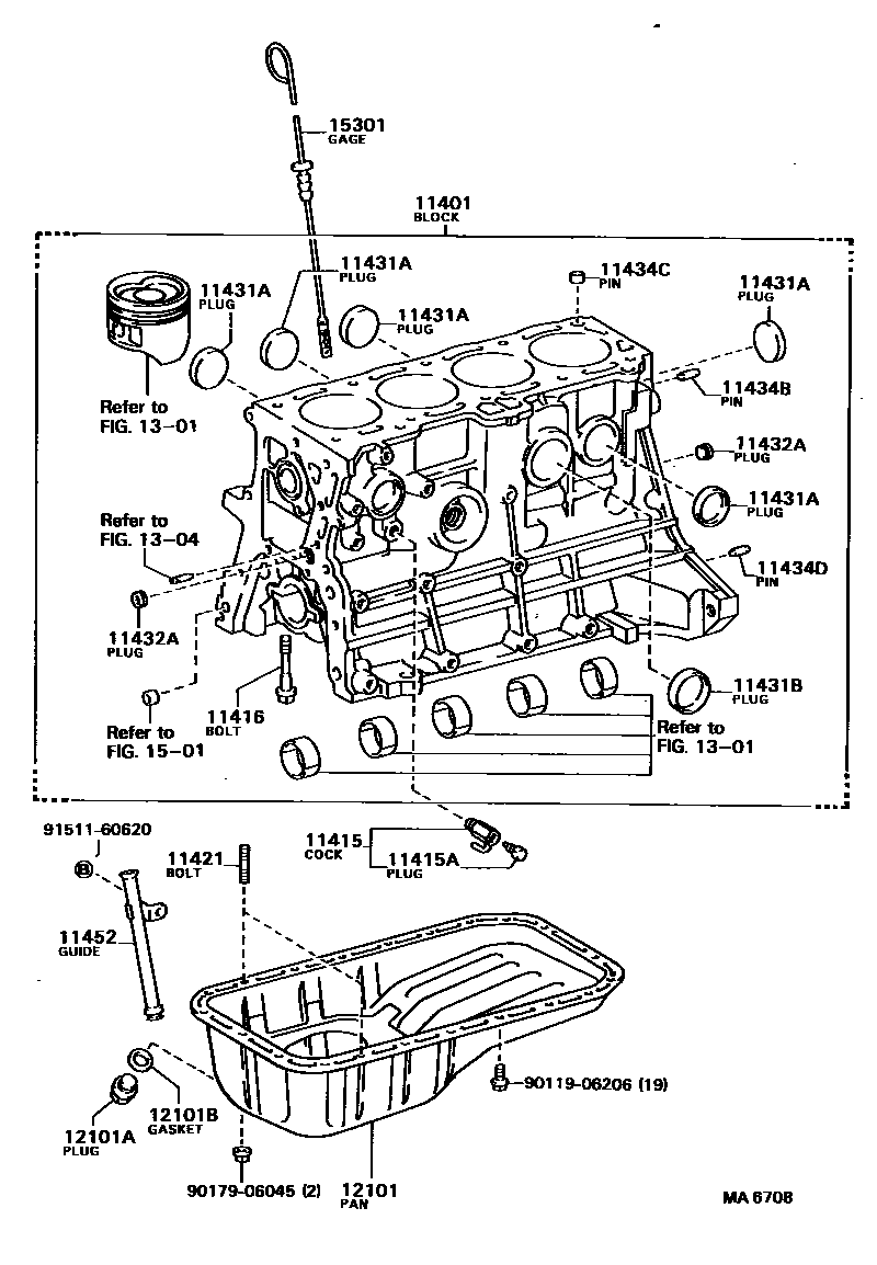 Toyota COROLLA Cylinder Block EPC diagram — MA6708