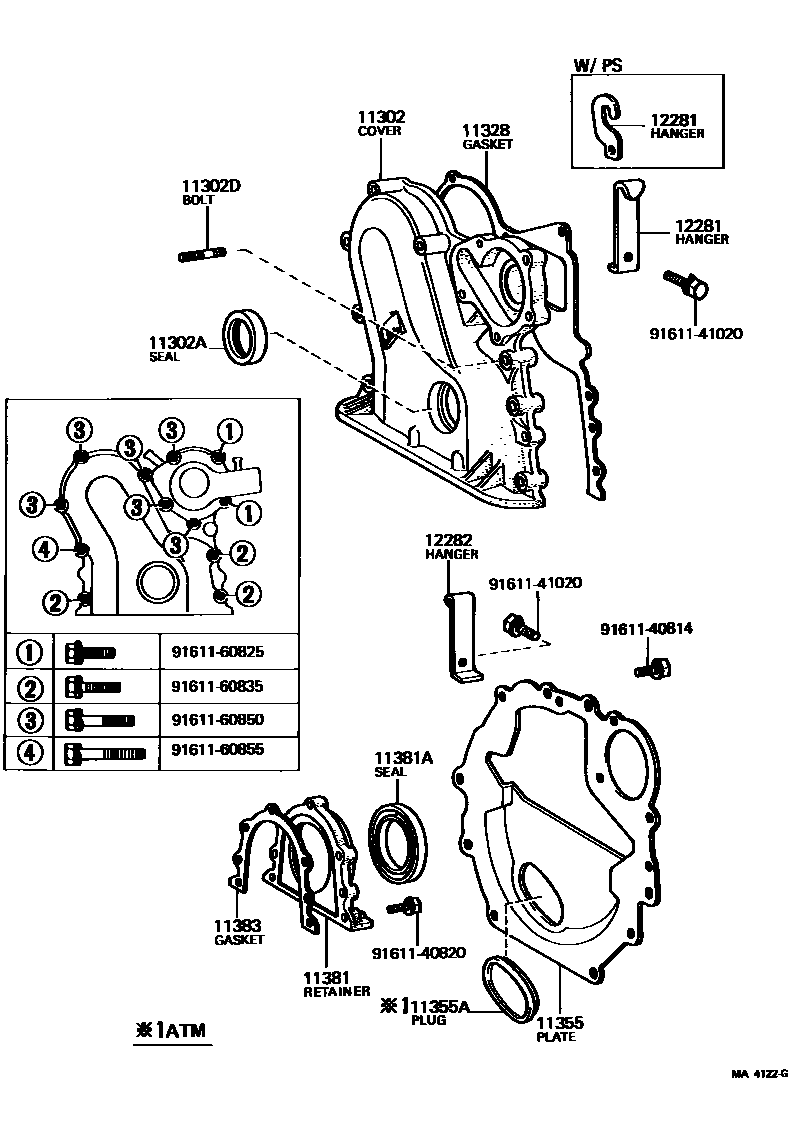 Toyota COROLLA Timing Gear Cover & Rear End Plate EPC diagram — MA4122G