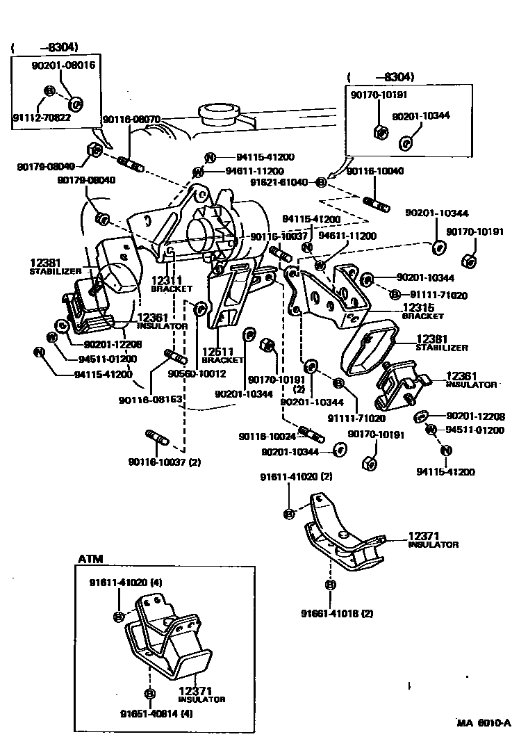 Toyota COROLLA Engine Mounting EPC diagram — MA6010A