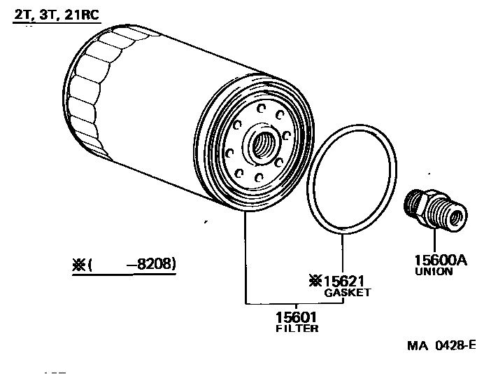Toyota COROLLA Oil Filter EPC diagram — MA0428E