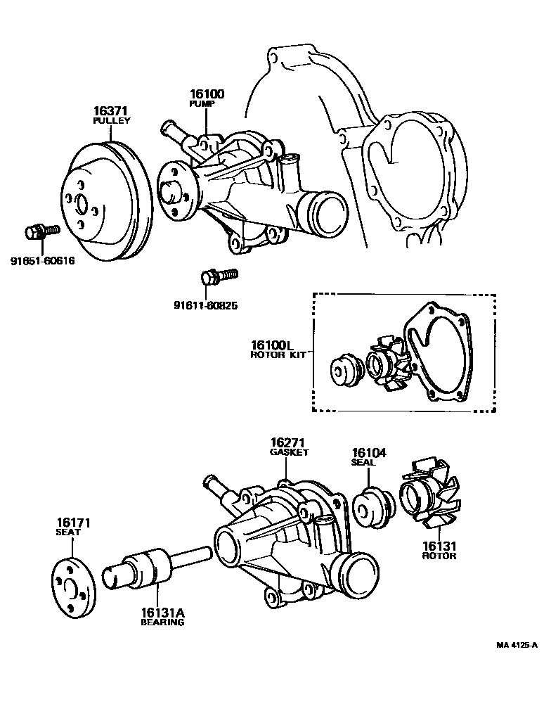 Toyota COROLLA Water Pump EPC diagram — MA4125A