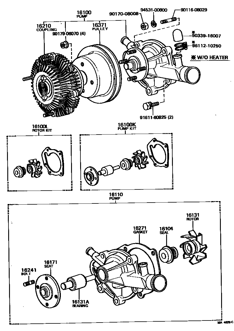 Toyota COROLLA Water Pump EPC diagram — MA4628C