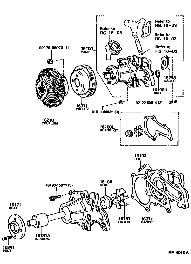Toyota COROLLA Water Pump EPC diagram — MA6013A