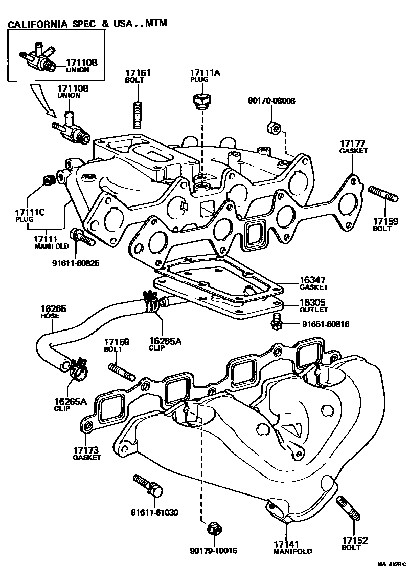 Toyota COROLLA Manifold EPC diagram — MA4128C