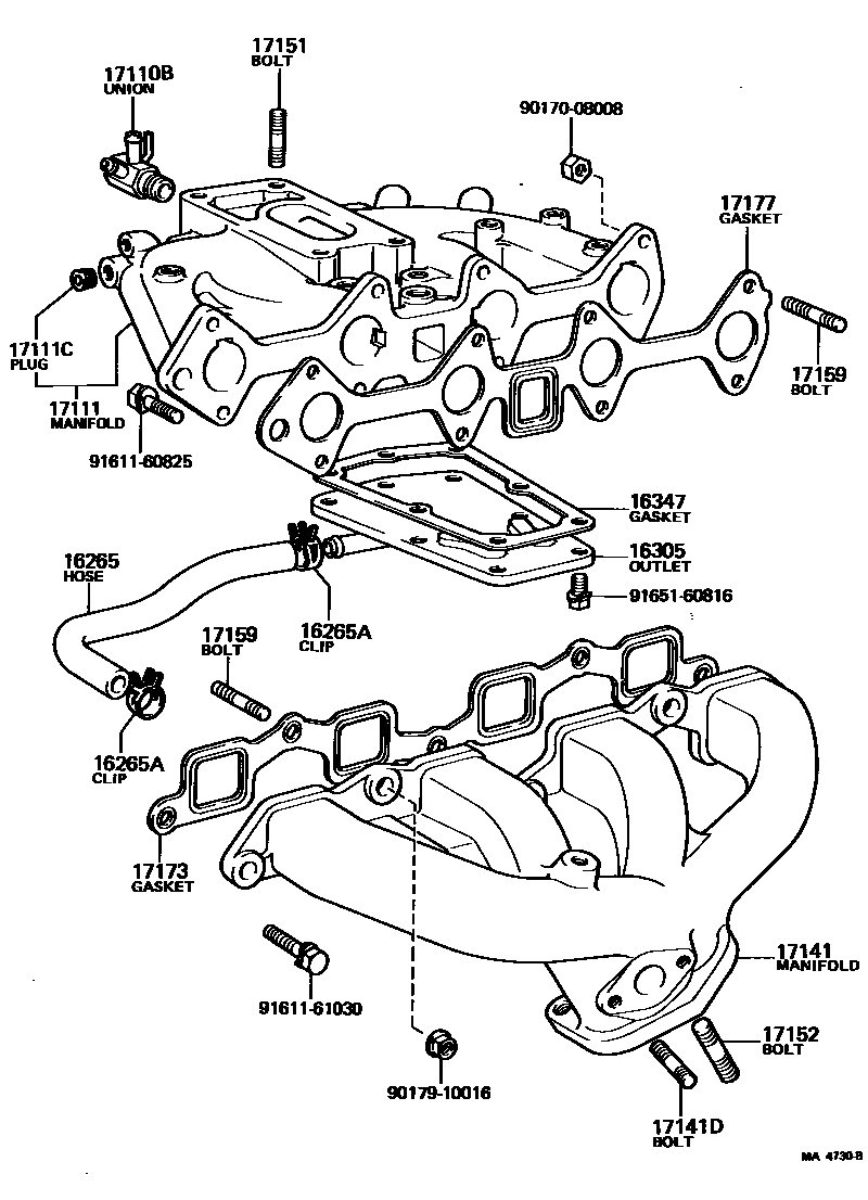 Toyota COROLLA Manifold EPC diagram — MA4730B