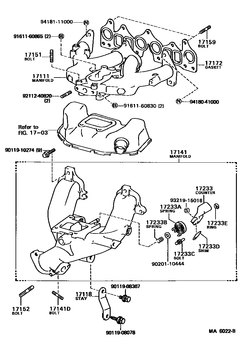 Toyota COROLLA Manifold EPC diagram — MA6022B